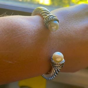 David Yurman cable bracelet with pearls/ diamonds